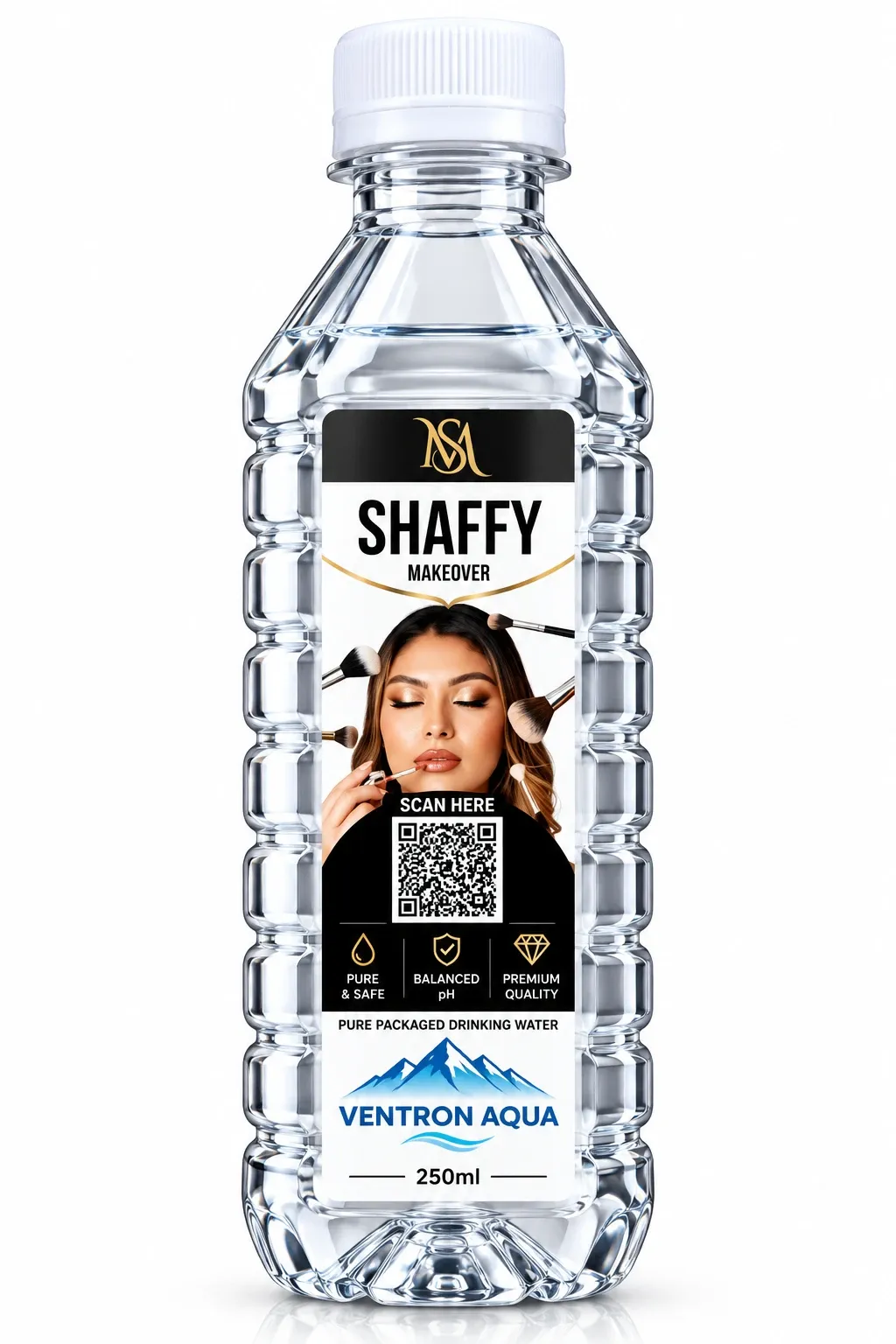 Shaffy Makeover branded water bottle for a makeup artist