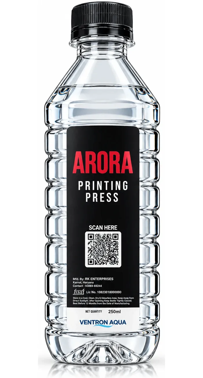 Arora Printing Press customized water bottle by Ventron Aqua