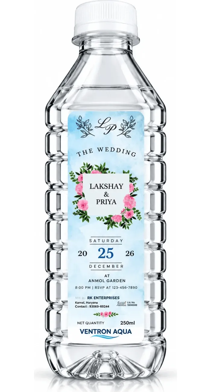 Lakshay & Priya customized water bottle by Ventron Aqua