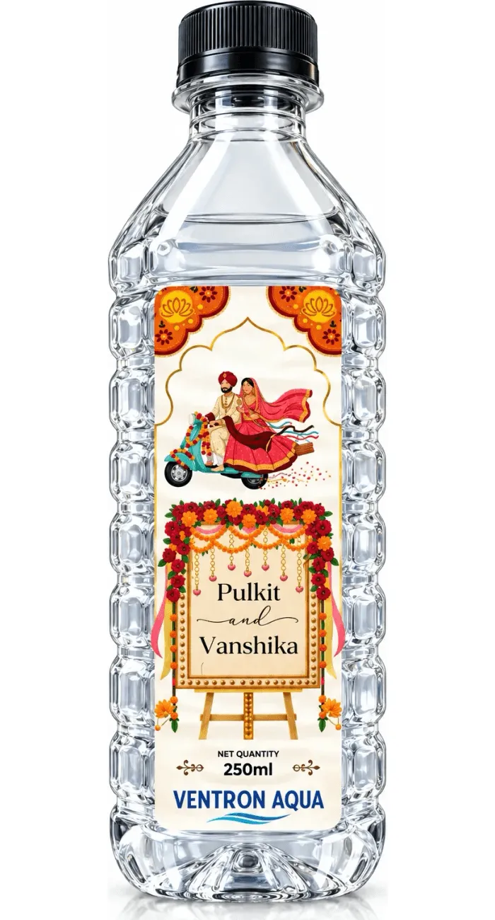 Pulkit & Vanshika customized water bottle by Ventron Aqua